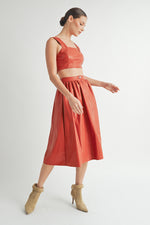 Load image into Gallery viewer, Faux Leather Crop Top &amp; A-Line Skirt Set I ABND0663 I SHIP:TBD
