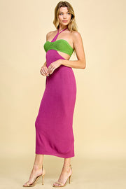 Cutout Halter Neck Sweater Dress / S#ABNS0636