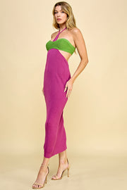 Cutout Halter Neck Sweater Dress / S#ABNS0636