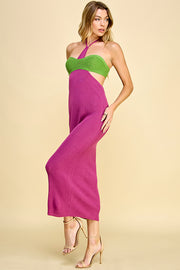 Cutout Halter Neck Sweater Dress / S#ABNS0636