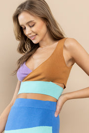 Color Block Cutout Top / S#ABNS0649