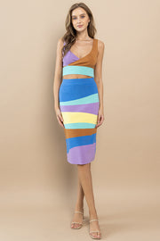 Color Block Top & Skirt SET I ABNS0649ABNS0641