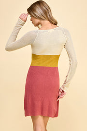 Color Block Long Sleeve Mini Dress I ABNS0658 I SHIP 09/25/24