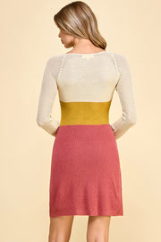 Color Block Long Sleeve Mini Dress I ABNS0658 I SHIP 09/25/24