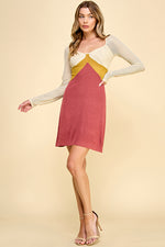 Load image into Gallery viewer, Color Block Long Sleeve Mini Dress I ABNS0658 I SHIP 09/25/24
