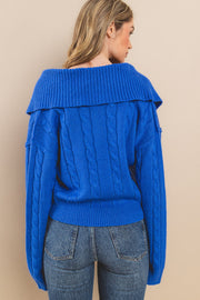 Cable Knit Collared Crop Sweatshirt I ABNS0677 I SHIP 10/03/24