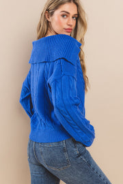 Cable Knit Collared Crop Sweatshirt I ABNS0677 I SHIP 10/03/24