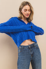Load image into Gallery viewer, Cable Knit Collared Crop Sweatshirt I ABNS0677 I SHIP 10/03/24
