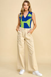 Color Block Knit Bodysuit I ABNT0603