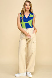 Color Block Knit Bodysuit I ABNT0603