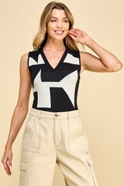 Color Block Knit Bodysuit I ABNT0603