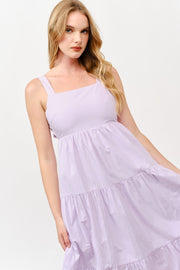 Cotton Poplin Tiered Midi  Dress |  ABSD7530