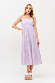 Cotton Poplin Tiered Midi  Dress |  ABSD7530