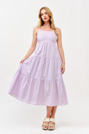 Cotton Poplin Tiered Midi  Dress |  ABSD7530