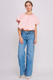 Bubble Crop Top l ABST7524 l PINK