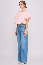 Bubble Crop Top l ABST7524 l PINK