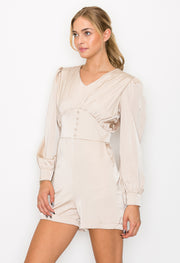 Button Detail Long Sleeve Romper / ABVJ0301