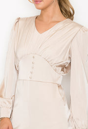 Button Detail Long Sleeve Romper / ABVJ0301