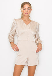 Button Detail Long Sleeve Romper / ABVJ0301