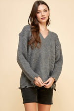 Load image into Gallery viewer, Oversize V-Neck Sweater / S#ABVS0315
