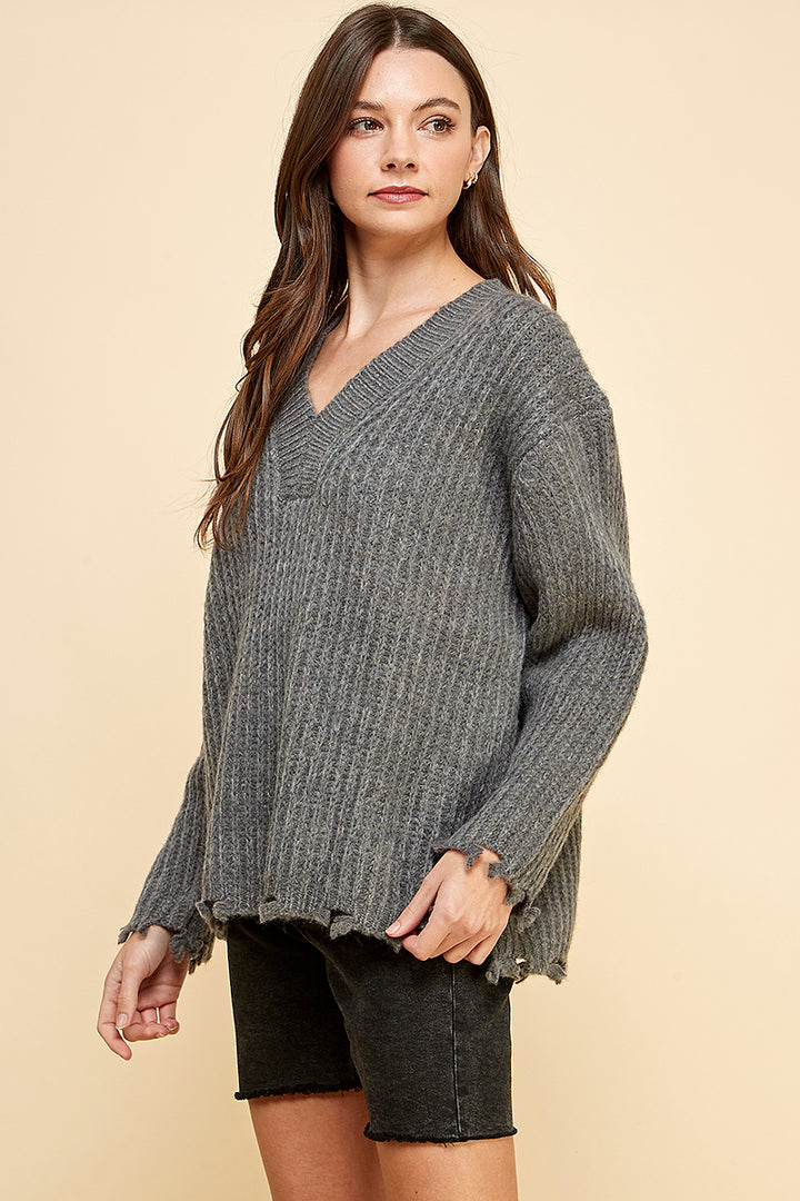 Oversize V-Neck Sweater / S#ABVS0315