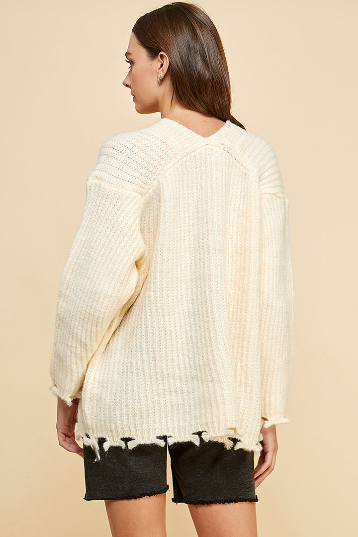 Oversize V-Neck Sweater / S#ABVS0315