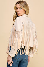Load image into Gallery viewer, Faux Suede Fringe Jacket / S#AIB00103
