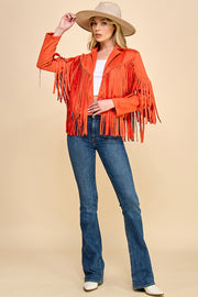 Faux Suede Fringe Jacket / S#AIB00103