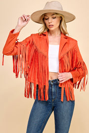 Faux Suede Fringe Jacket / S#AIB00103