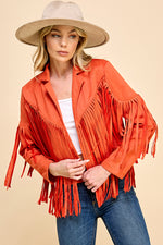 Load image into Gallery viewer, Faux Suede Fringe Jacket / S#AIB00103
