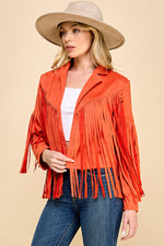 Load image into Gallery viewer, Faux Suede Fringe Jacket / S#AIB00103
