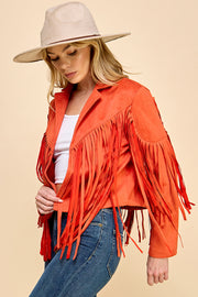 Faux Suede Fringe Jacket / S#AIB00103