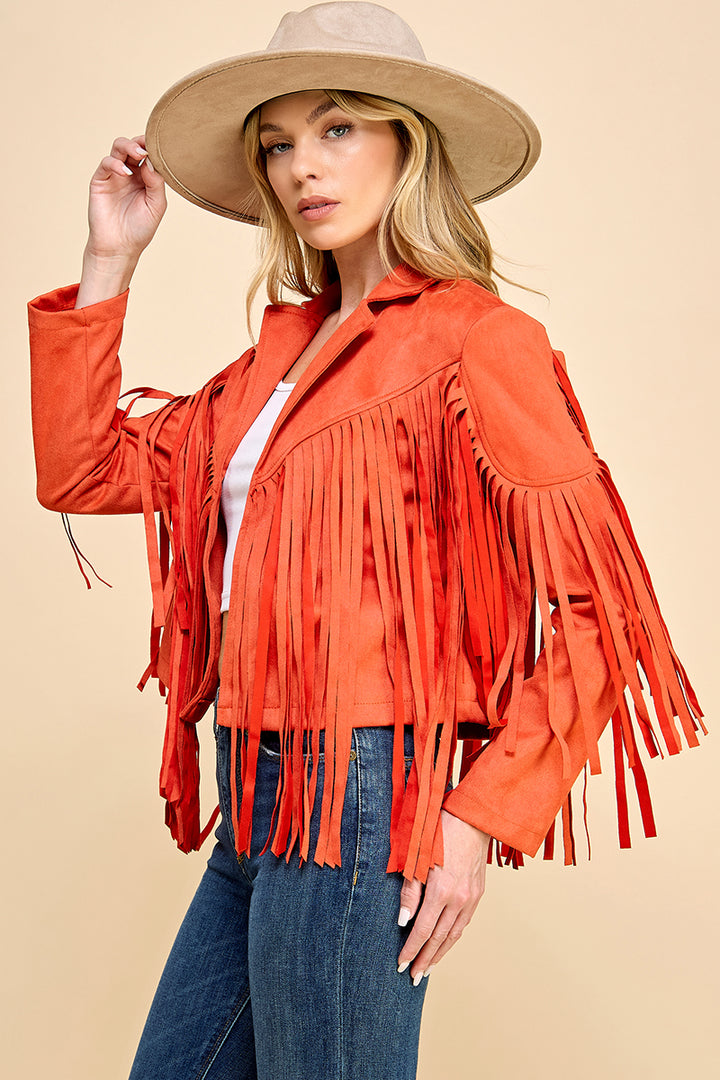 Faux Suede Fringe Jacket / S#AIB00103