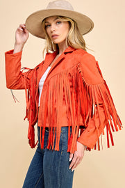 Faux Suede Fringe Jacket / S#AIB00103