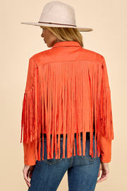 Faux Suede Fringe Jacket / S#AIB00103