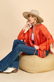 Faux Suede Fringe Jacket / S#AIB00103