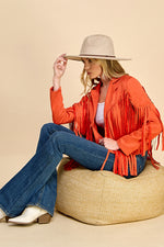 Load image into Gallery viewer, Faux Suede Fringe Jacket / S#AIB00103
