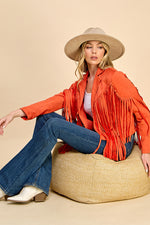 Load image into Gallery viewer, Faux Suede Fringe Jacket / S#AIB00103
