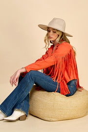 Faux Suede Fringe Jacket / S#AIB00103