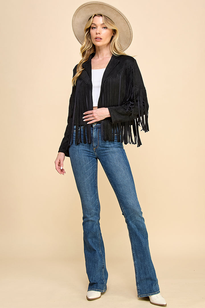 Faux Suede Fringe Jacket / S#AIB00103