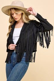 Faux Suede Fringe Jacket / S#AIB00103