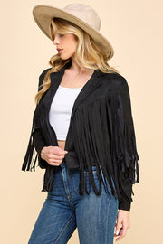 Faux Suede Fringe Jacket / S#AIB00103
