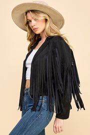 Faux Suede Fringe Jacket / S#AIB00103
