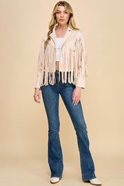 Faux Suede Fringe Jacket / S#AIB00103