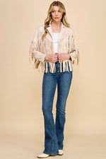 Load image into Gallery viewer, Faux Suede Fringe Jacket / S#AIB00103
