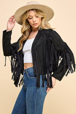 Load image into Gallery viewer, Faux Suede Fringe Jacket / S#AIB00103
