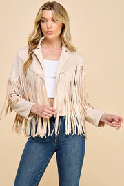Faux Suede Fringe Jacket / S#AIB00103