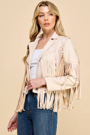 Faux Suede Fringe Jacket / S#AIB00103