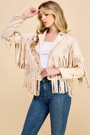 Faux Suede Fringe Jacket / S#AIB00103