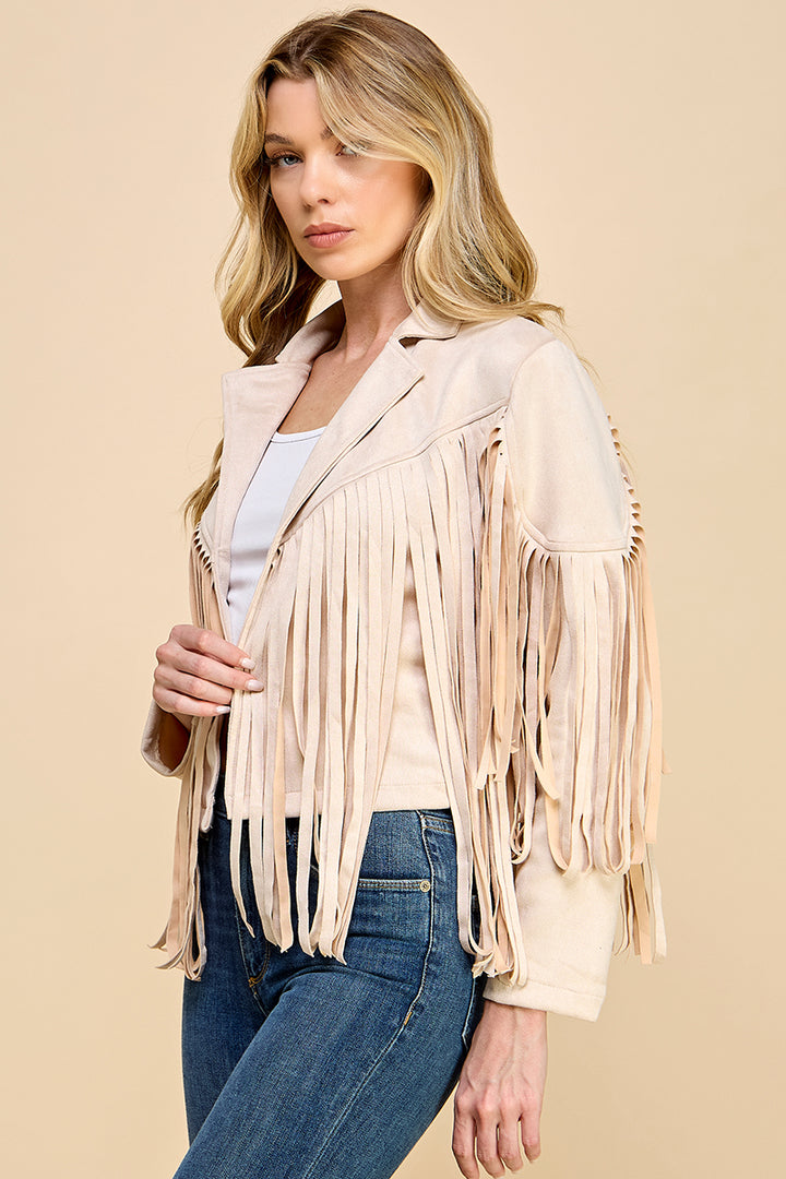 Faux Suede Fringe Jacket / S#AIB00103